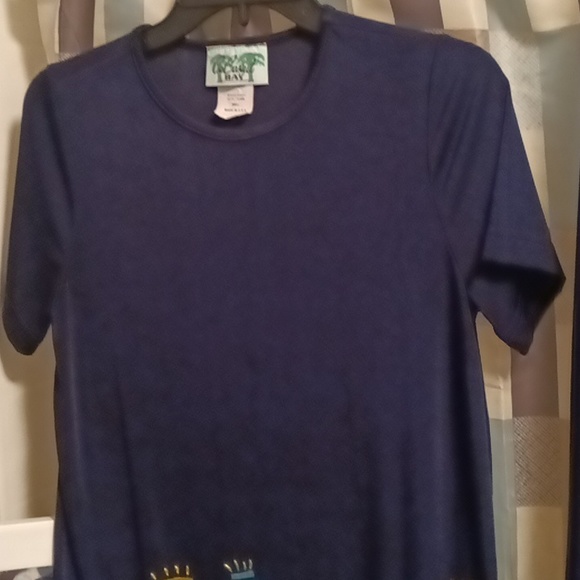 CoConut BAY navy 2-pc pantsuit w metallic floral embroidered designs Size Small - Picture 12 of 14